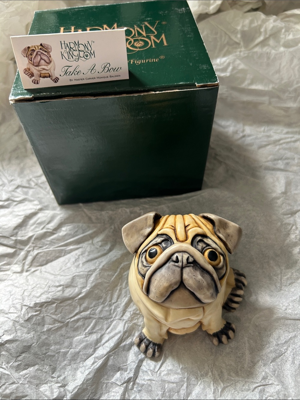 Harmony Kingdom Take A Bow Pug Figurine trinket box
